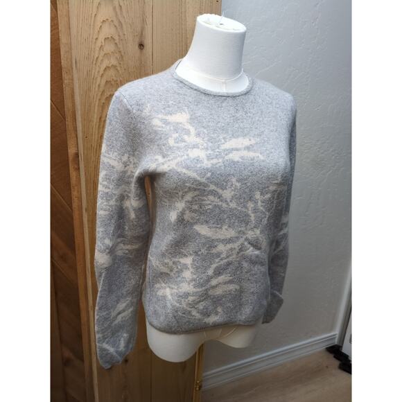 Bianco & Blu Sweater Womens SMALL S Gray Floral Merino Wool Cashmere Blend Italy - Picture 3 of 6